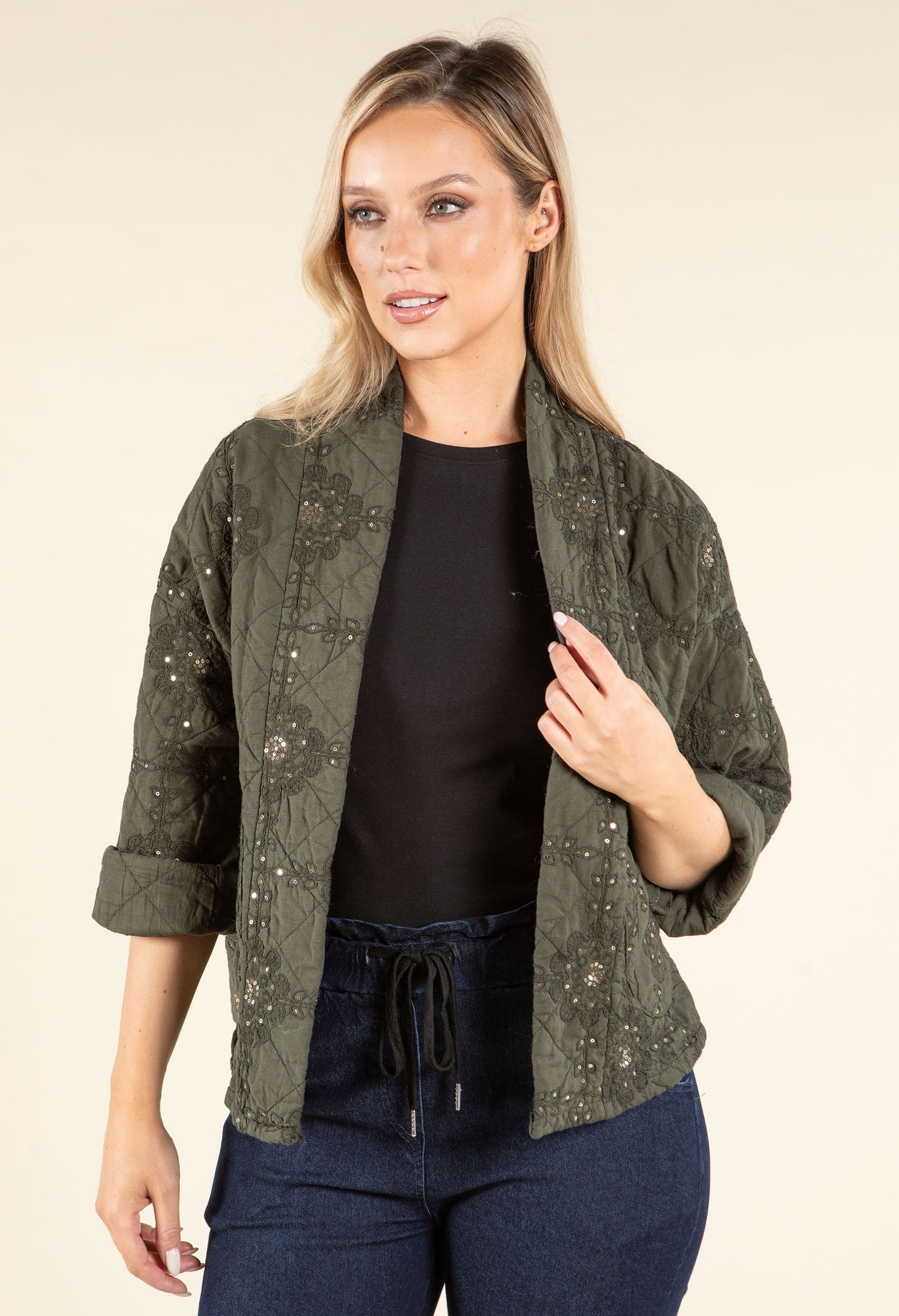 Floral Embroidered Quilted Jacket