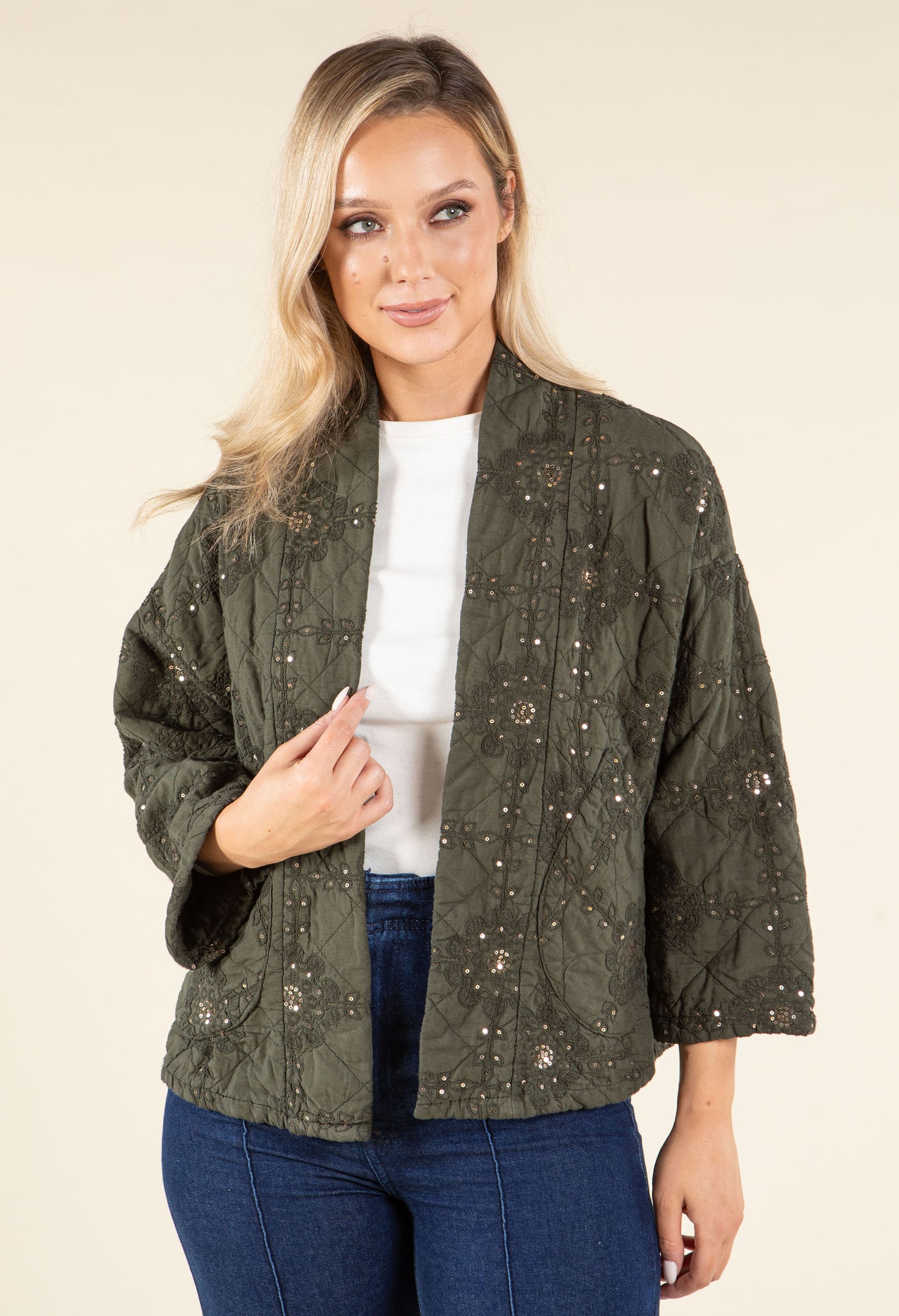 Floral Embroidered Quilted Jacket