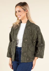 Floral Embroidered Quilted Jacket