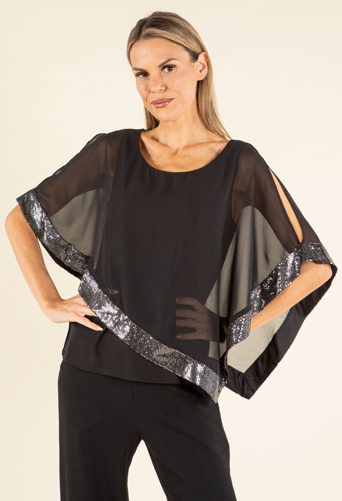 Sequin Trim Blouse