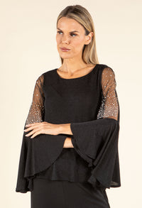 Pearl Detail Flare Sleeve Blouse