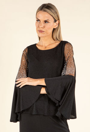 Pearl Detail Flare Sleeve Blouse