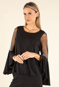 Pearl Detail Flare Sleeve Blouse
