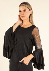 Pearl Detail Flare Sleeve Blouse