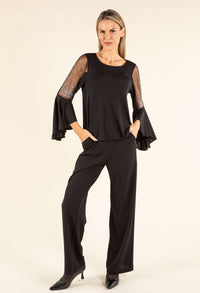 Pearl Detail Flare Sleeve Blouse