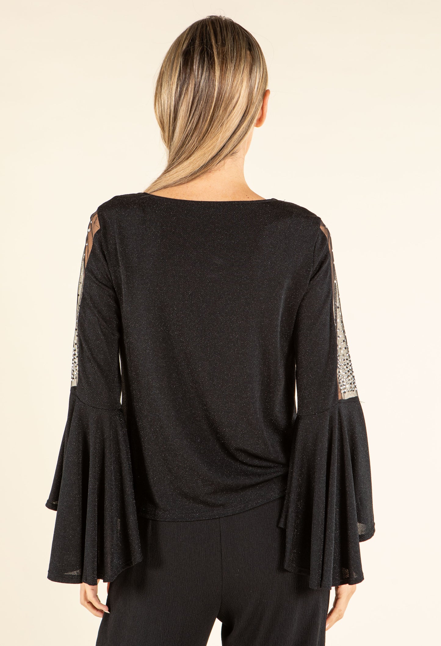 Pearl Detail Flare Sleeve Blouse