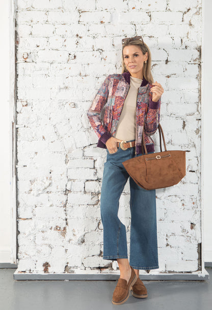 Patchwork Design Bomber Jacket