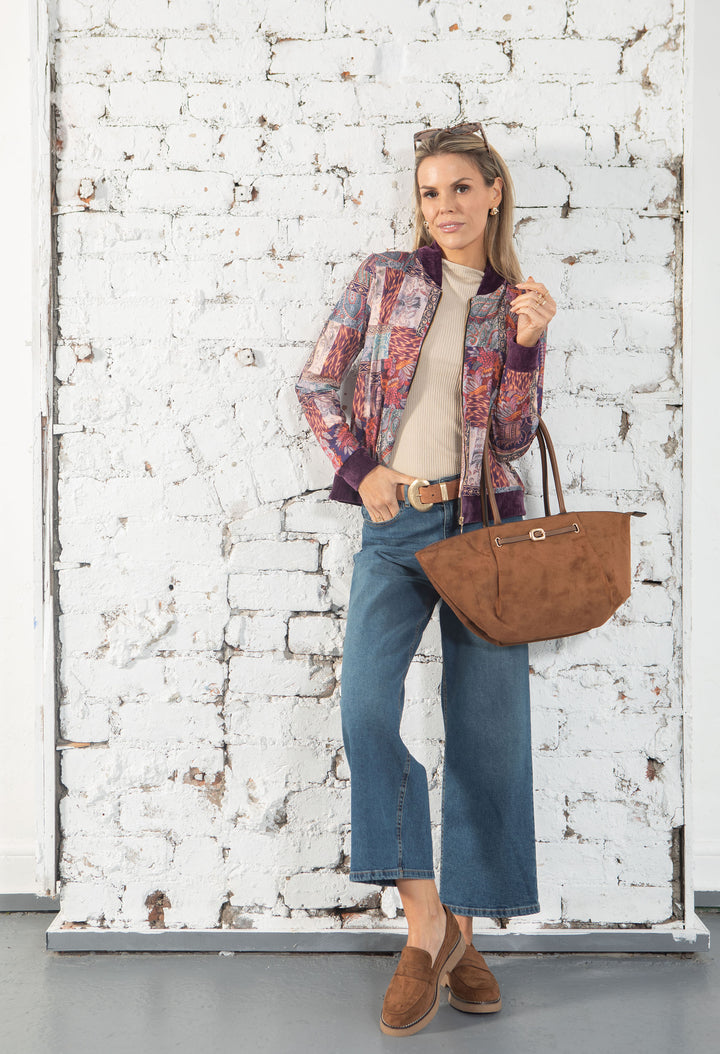 Patchwork Design Bomber Jacket