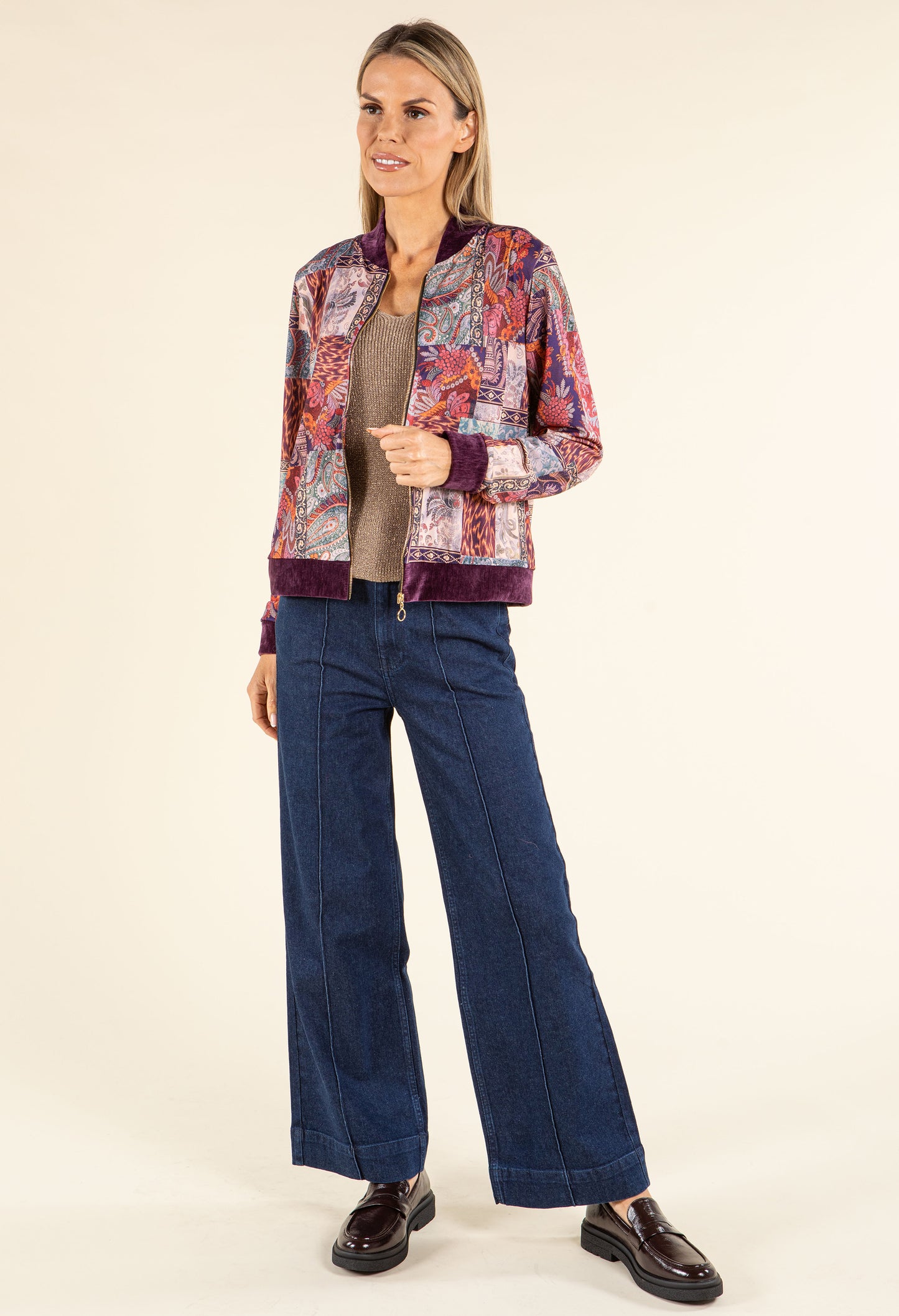 Patchwork Design Bomber Jacket