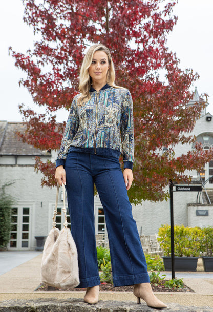 Patchwork Design Bomber Jacket