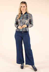 Patchwork Design Bomber Jacket