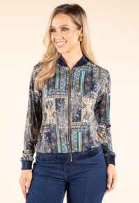 Patchwork Design Bomber Jacket