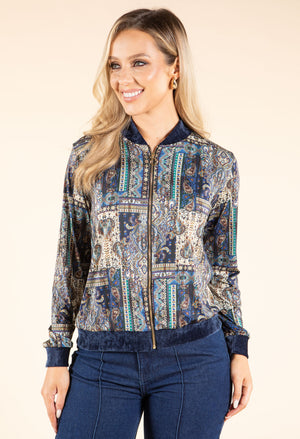 Patchwork Design Bomber Jacket