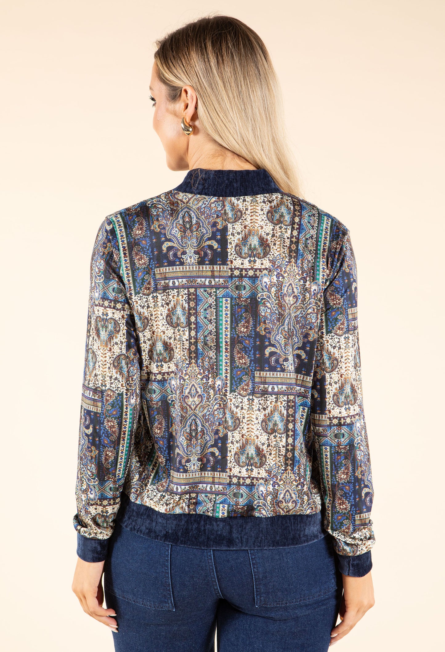 Patchwork Design Bomber Jacket