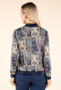 Patchwork Design Bomber Jacket