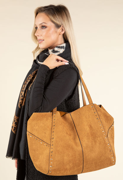Studded Maxi Shopper Bag