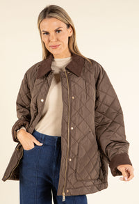 Corduroy Trim Quilted Jacket