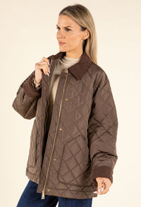 Corduroy Trim Quilted Jacket