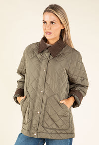 Corduroy Trim Quilted Jacket