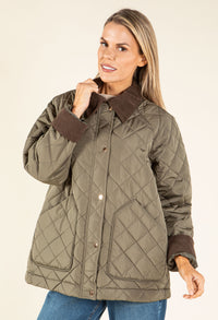 Corduroy Trim Quilted Jacket
