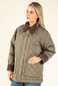 Corduroy Trim Quilted Jacket
