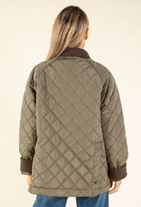 Corduroy Trim Quilted Jacket
