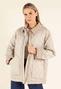 Corduroy Trim Quilted Jacket