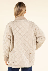Corduroy Trim Quilted Jacket