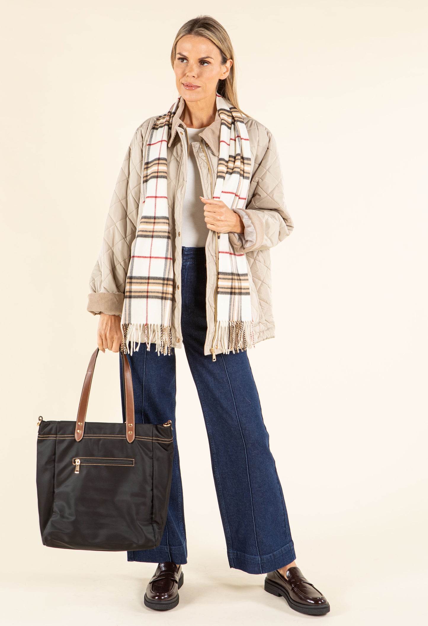 Corduroy Trim Quilted Jacket