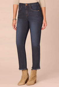 “Ab”solution® High Rise Fray Slim Straight Jeans