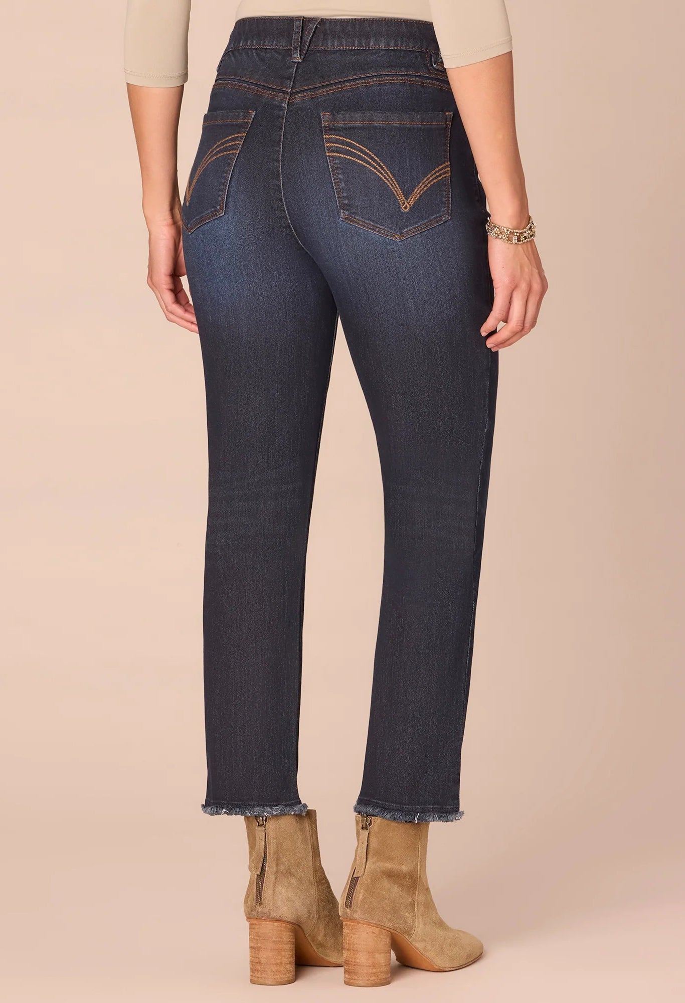 “Ab”solution® High Rise Fray Slim Straight Jeans