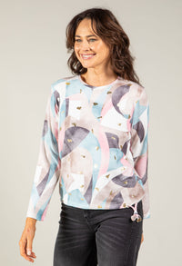 Geometric Print Fine Knit Top