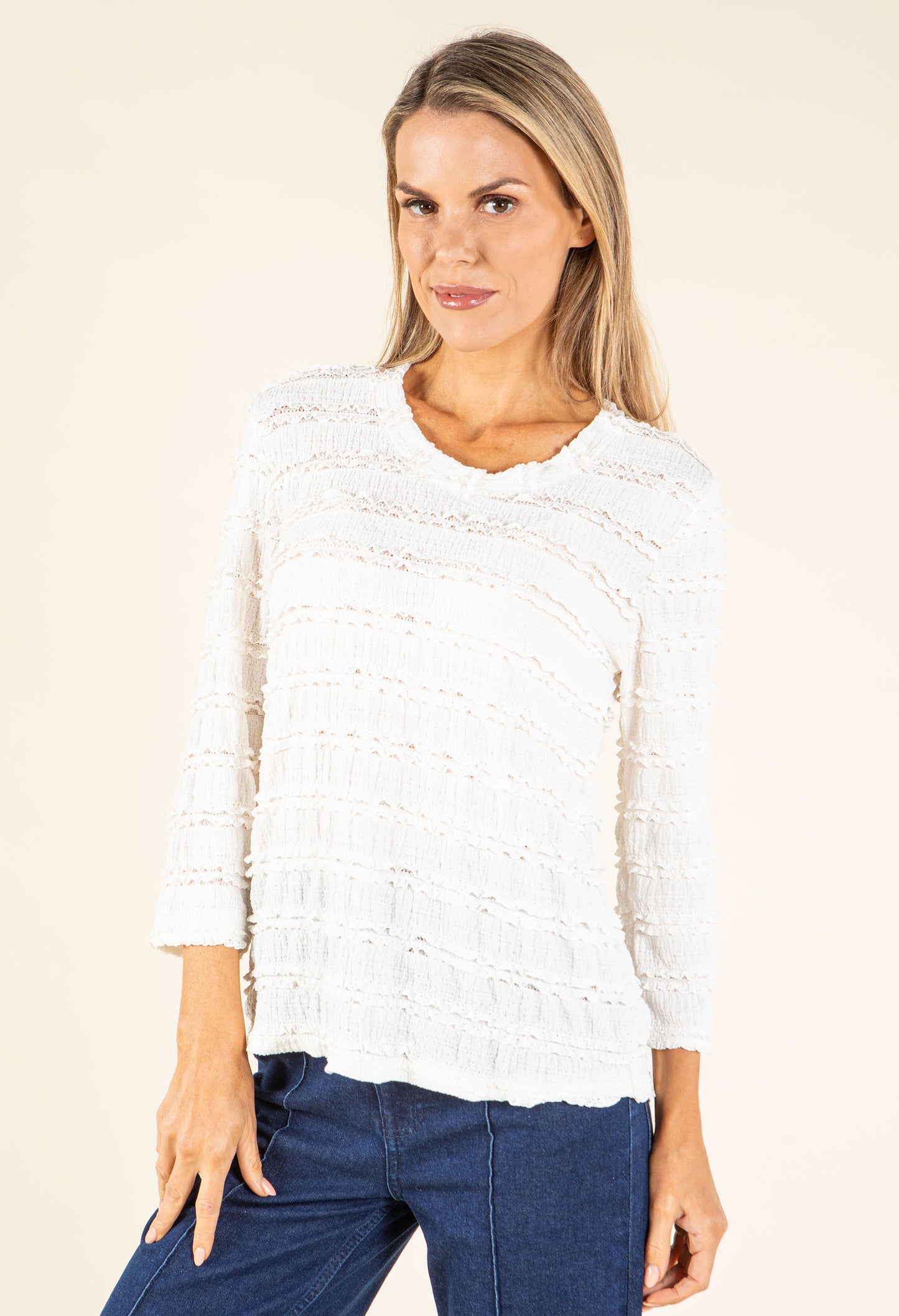 Round Neck Ruffled Top