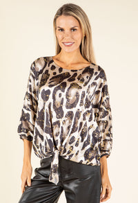 Tie Front Leopard Blouse
