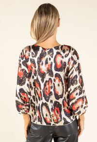 Tie Front Leopard Blouse