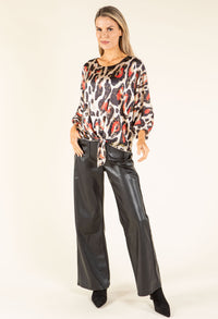 Tie Front Leopard Blouse