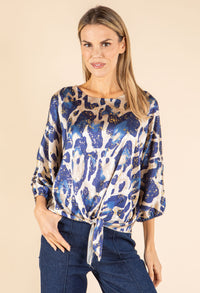 Tie Front Leopard Blouse