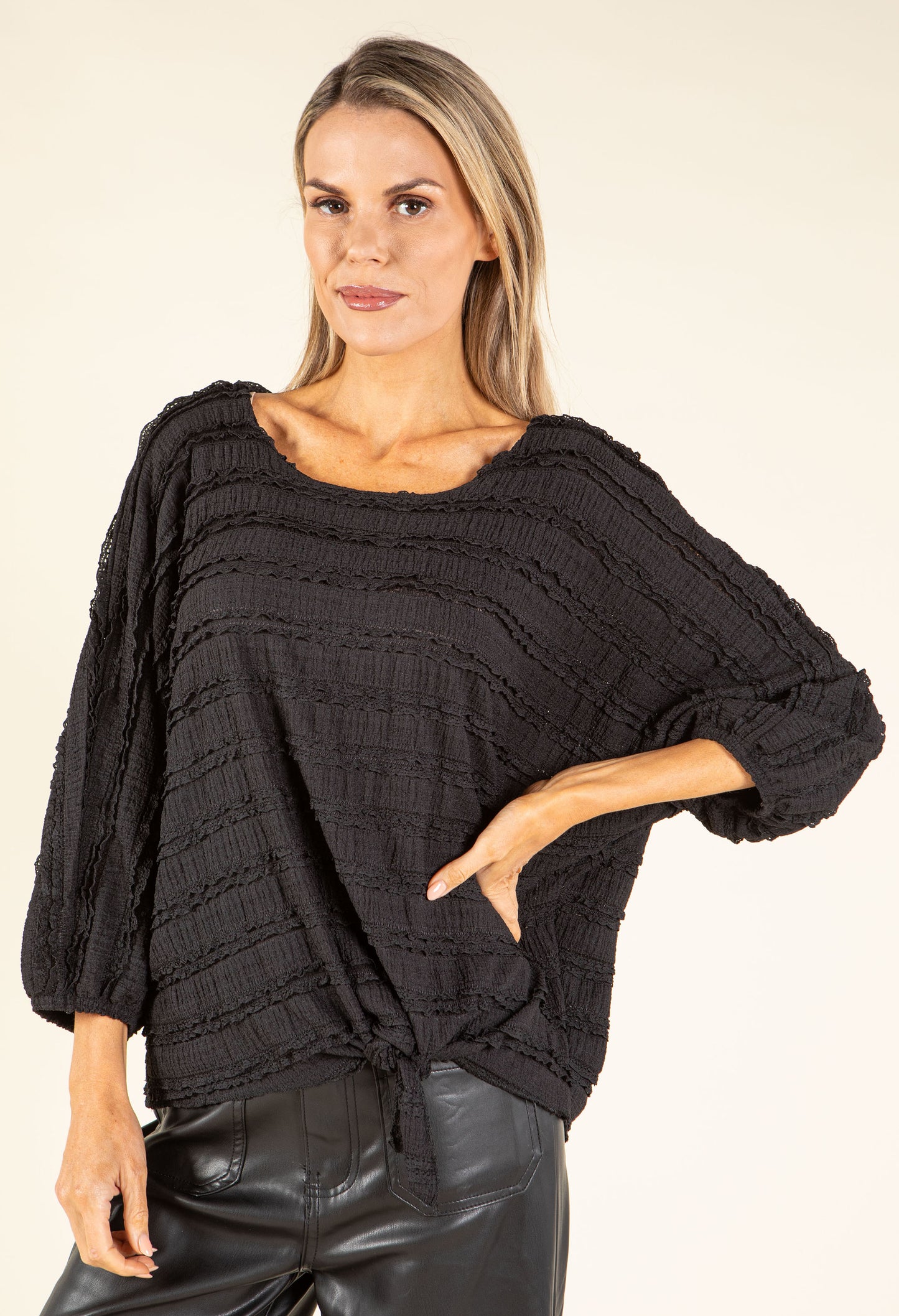 Tie Front Ruffled Blouse