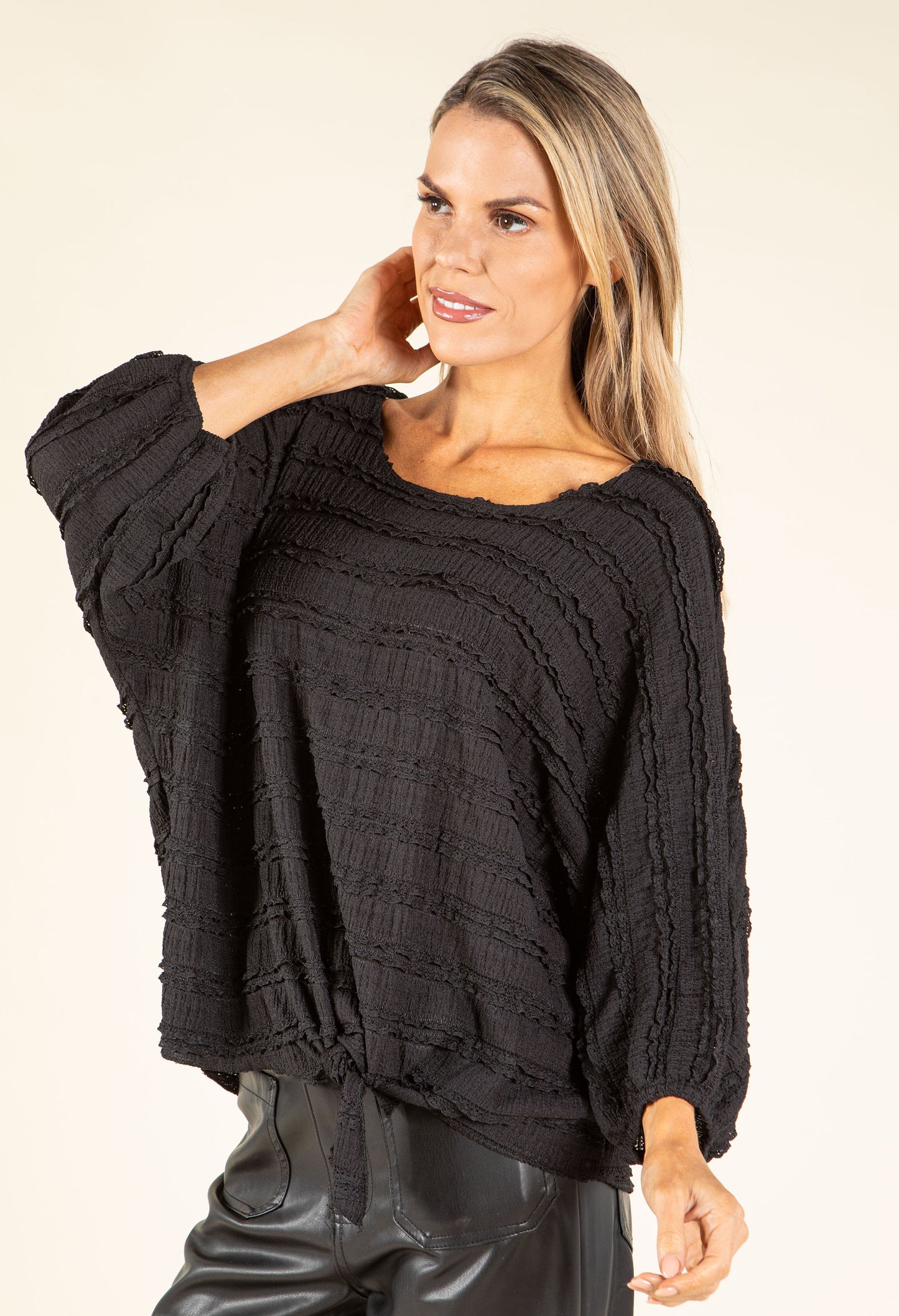 Tie Front Ruffled Blouse