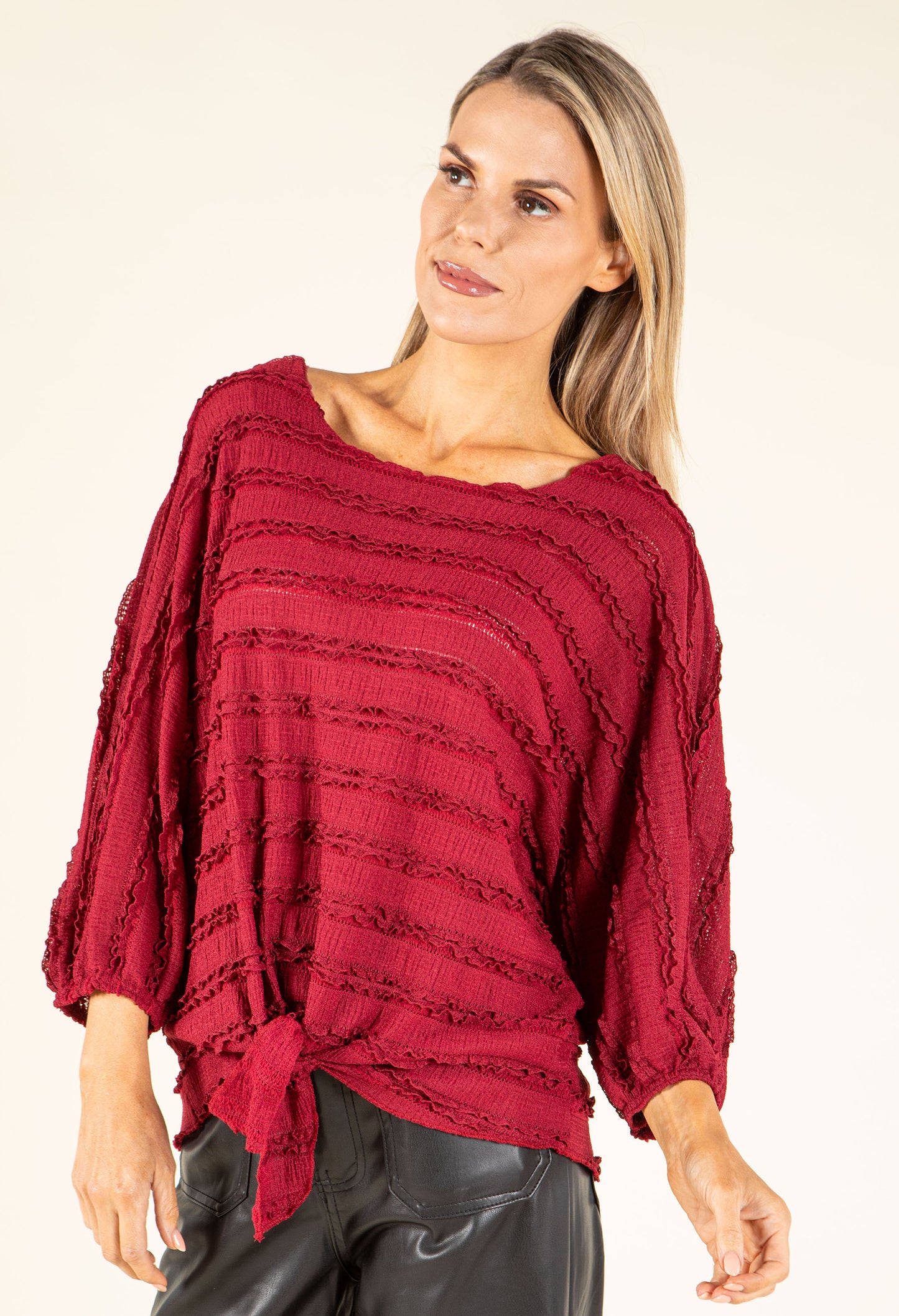 Tie Front Ruffled Blouse