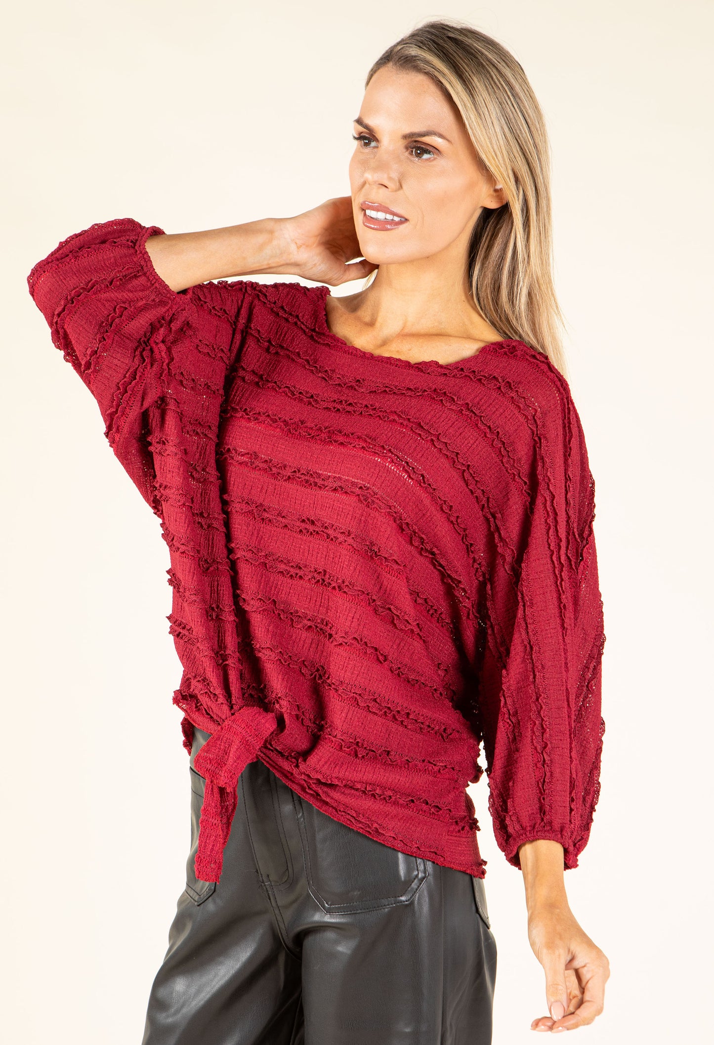 Tie Front Ruffled Blouse