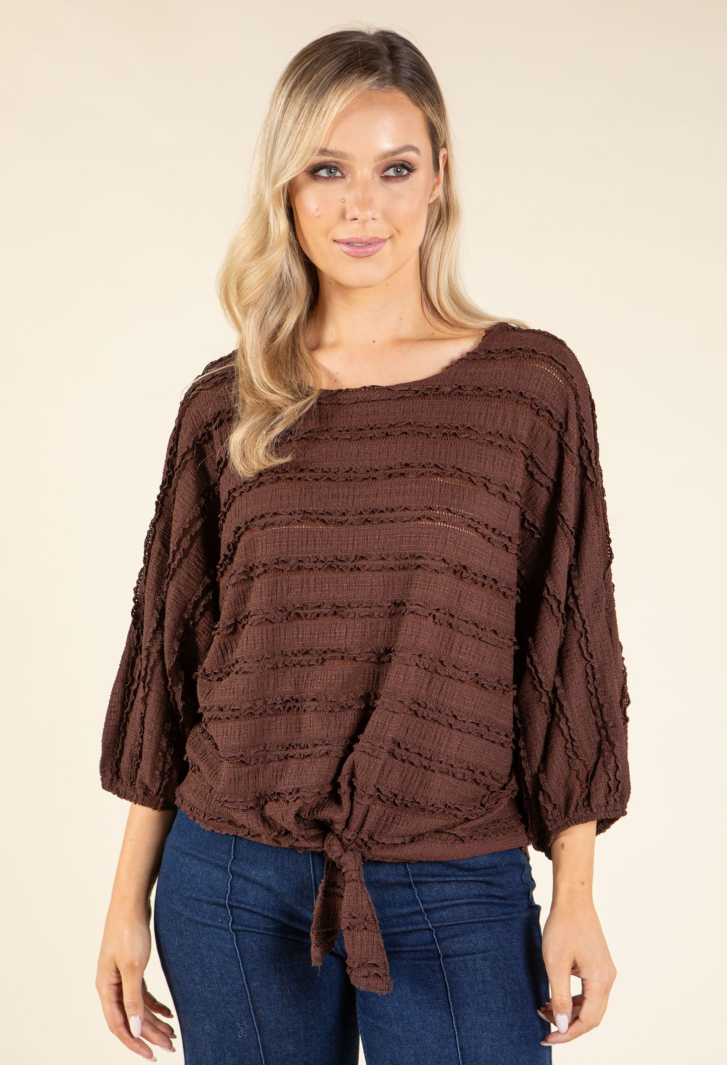 Tie Front Ruffled Blouse