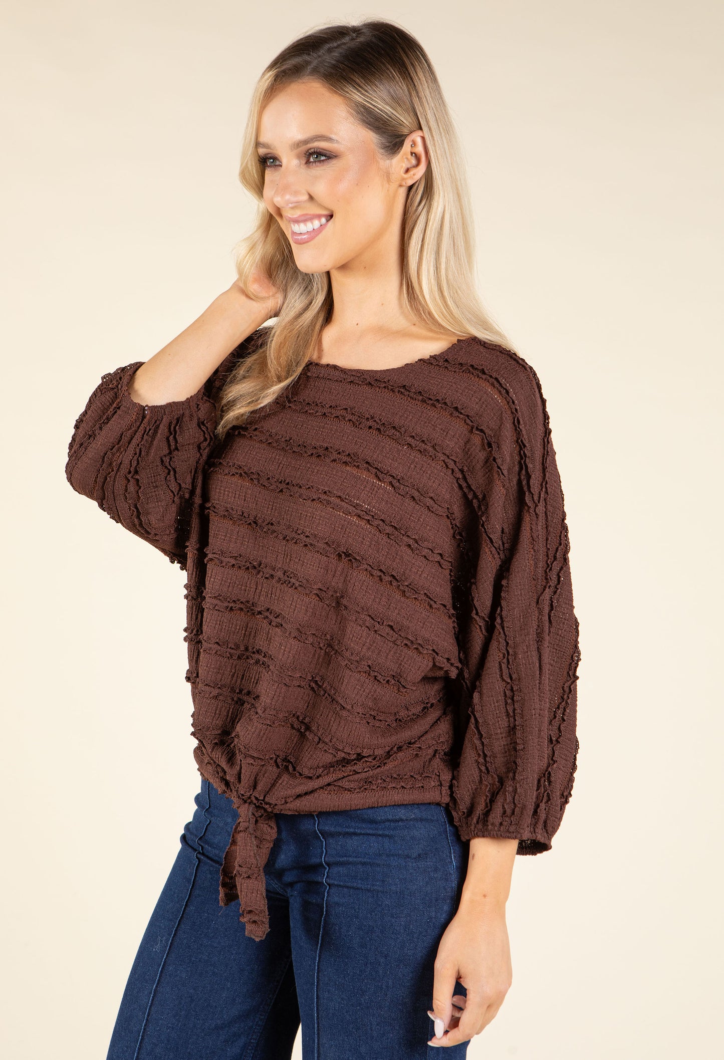 Tie Front Ruffled Blouse