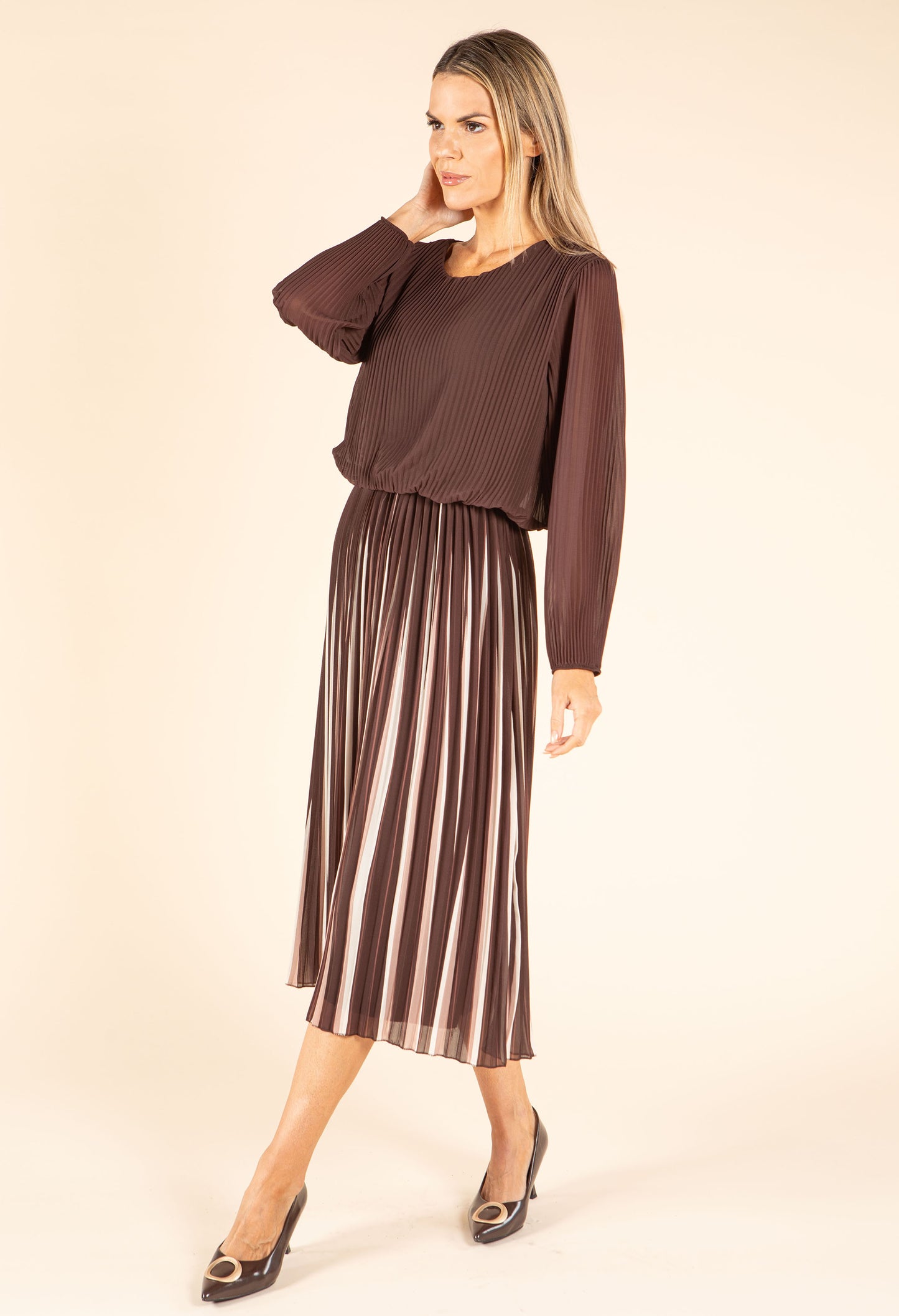 Plisse Pleated Pop Over Dress