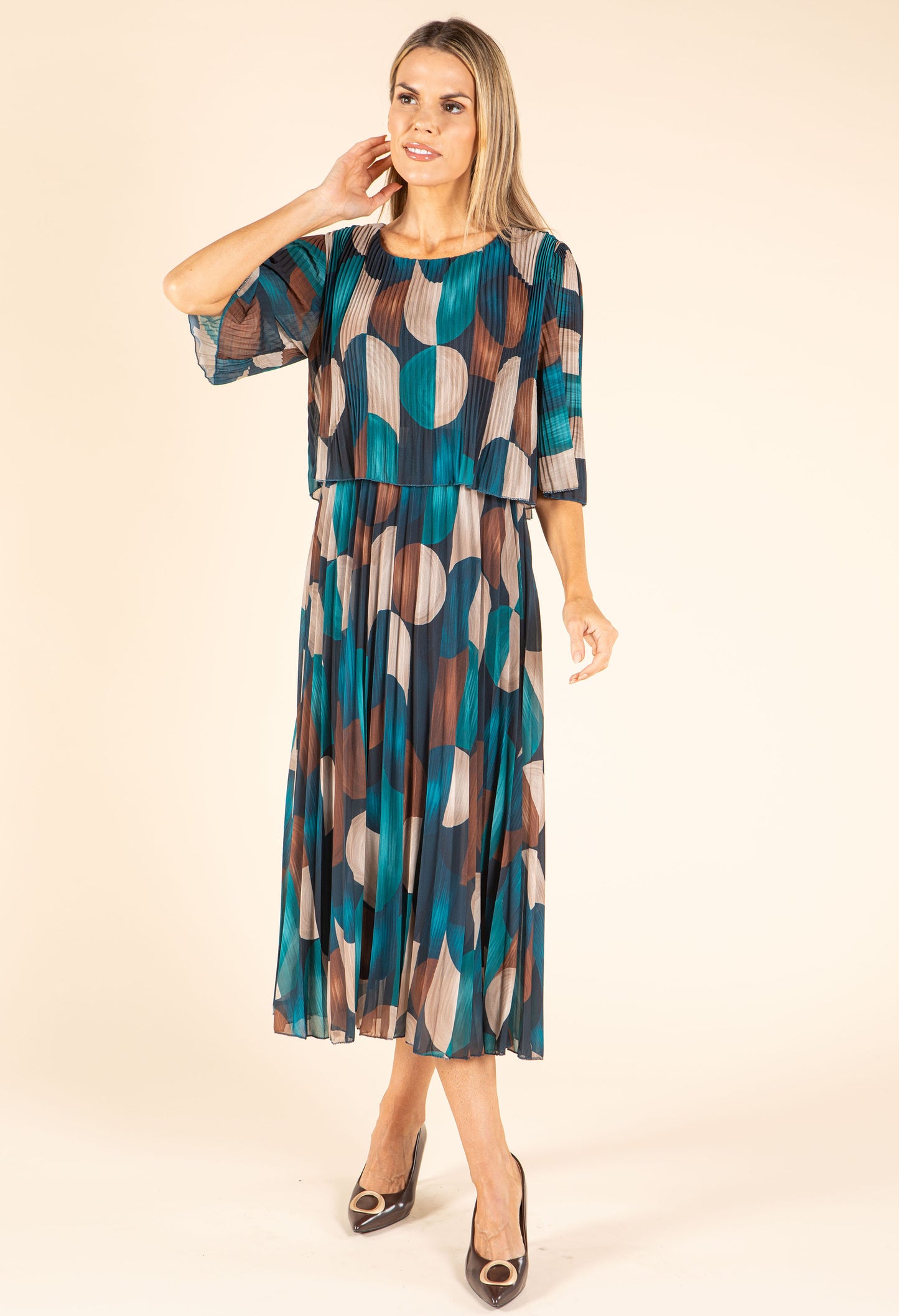 Retro Plisse Pleated Dress