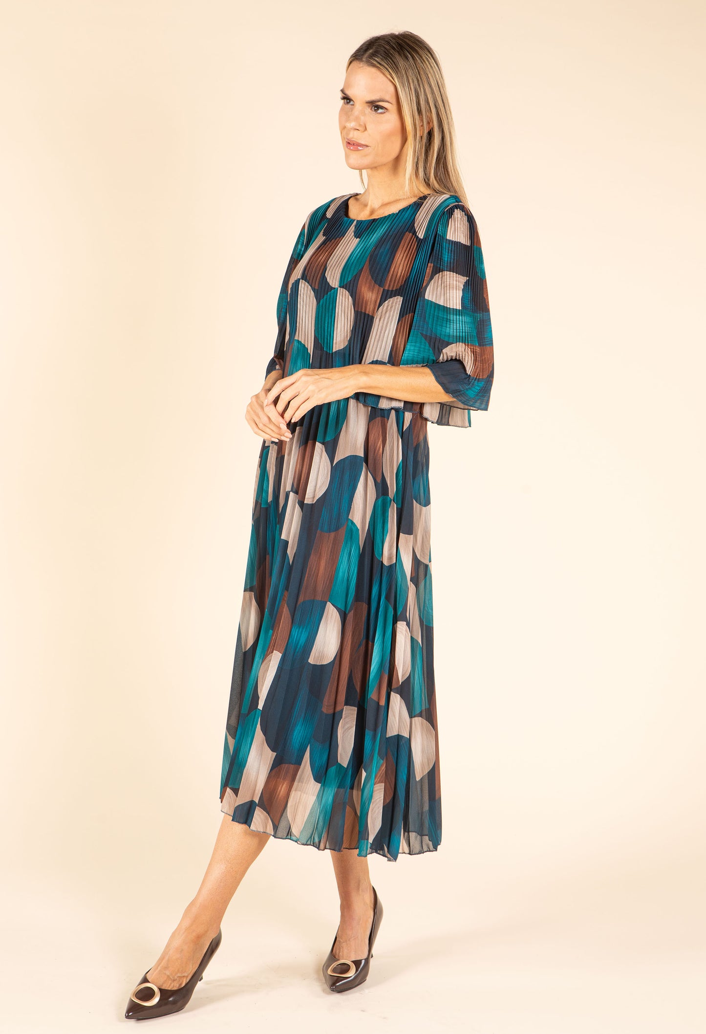 Retro Plisse Pleated Dress