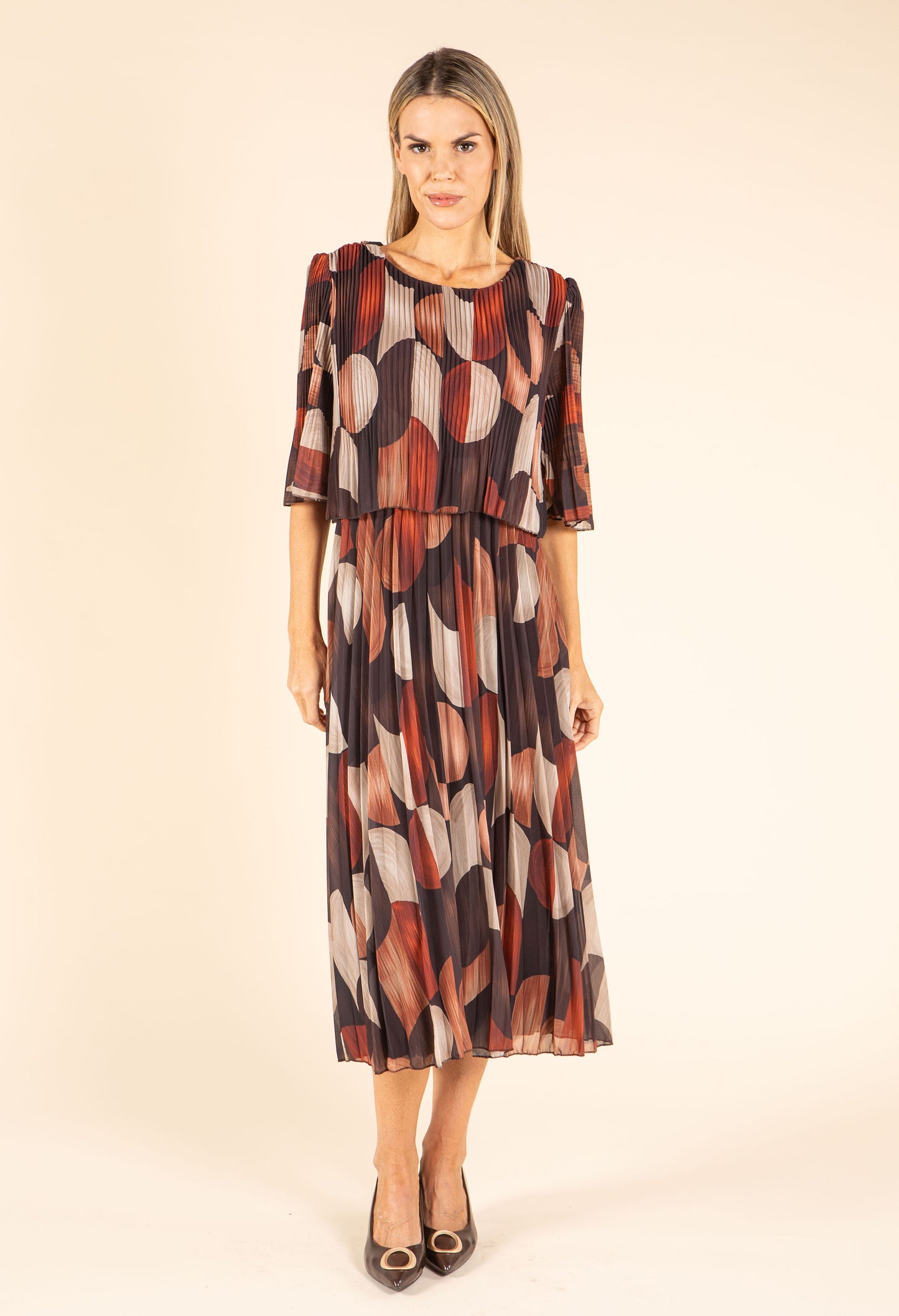 Retro Plisse Pleated Dress