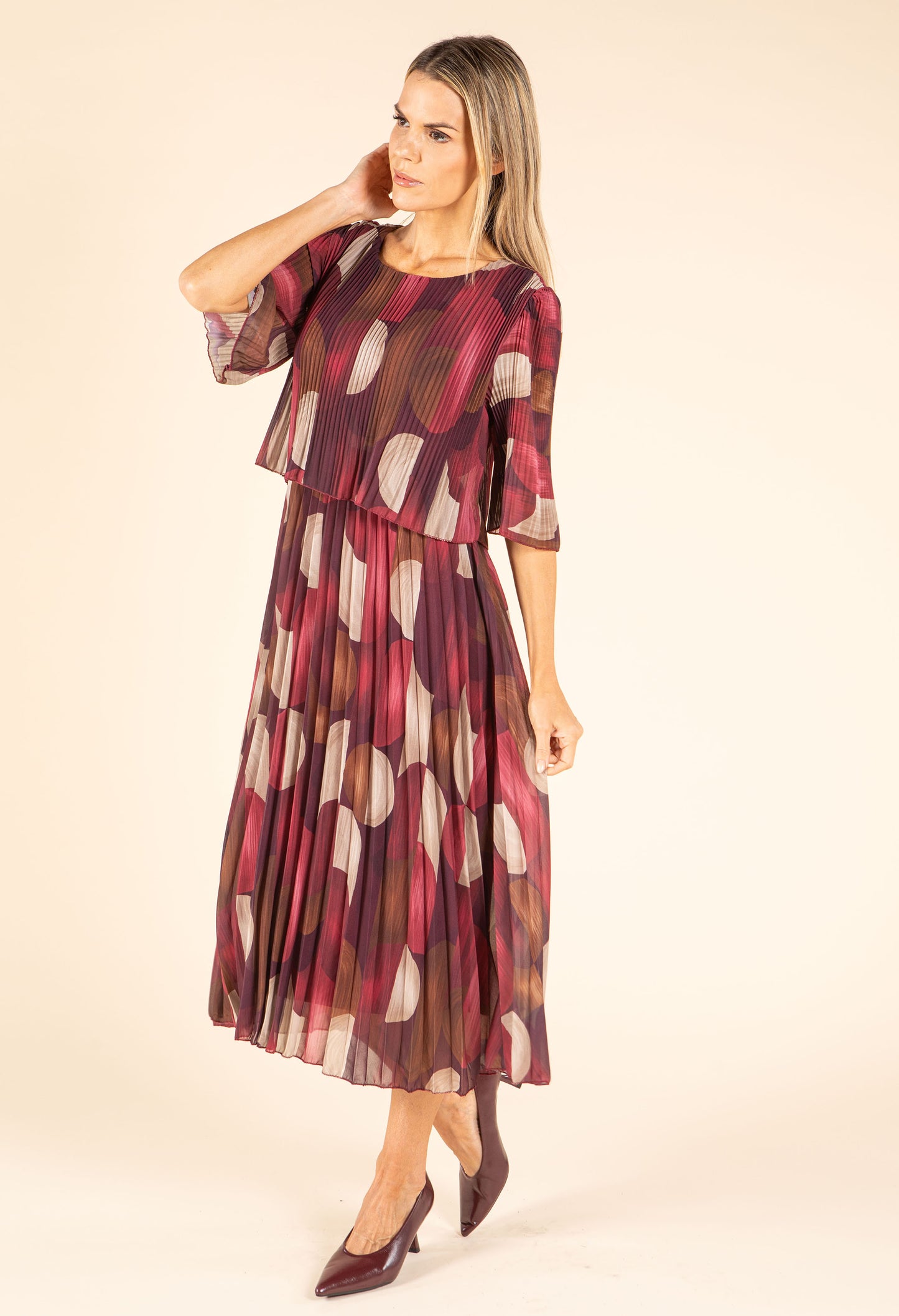 Retro Plisse Pleated Dress