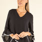 Contrast Trim Flared Blouse