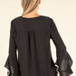 Contrast Trim Flared Blouse